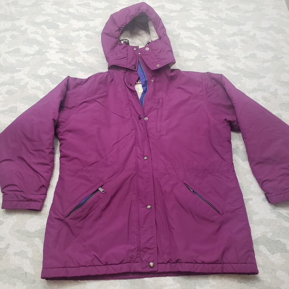 L.L Bean Jacket Women's Large Purple Hooded Long Sleeve Penobscot Parka Full Zip